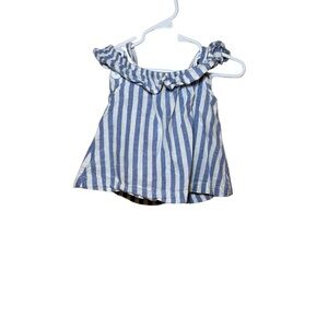 GAP Baby Girl Two Piece Set Blue and White Striped Tank and Short Size 2T